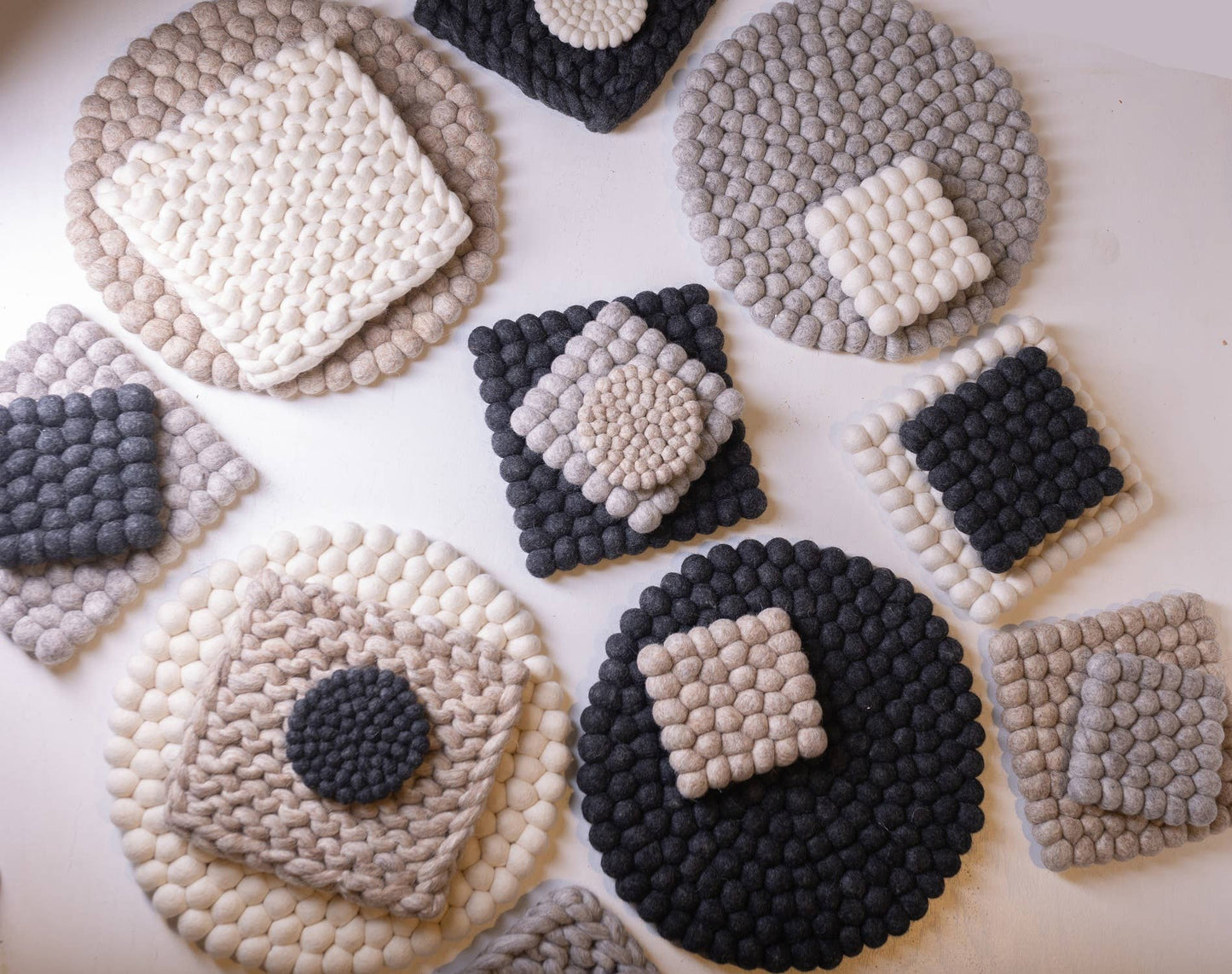 Trivet – Set of 3, Natural Beige Sheep Wool