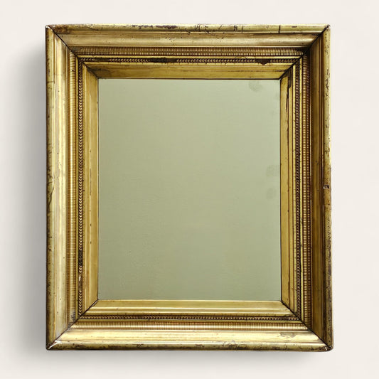 Giltwood Bead-and-Reel Frame Mirror, Likely Late 19th Century, Continental