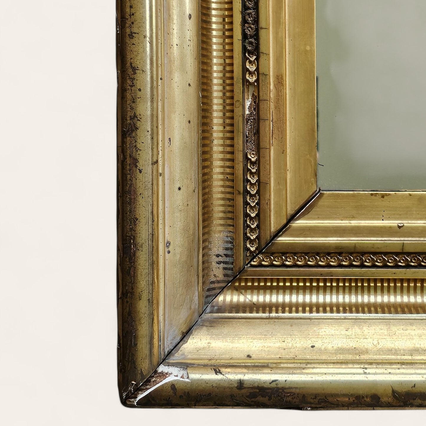Giltwood Bead-and-Reel Frame Mirror, Likely Late 19th Century, Continental