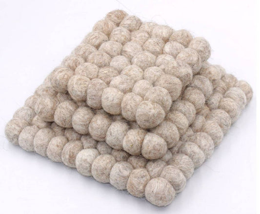 Trivet – Set of 3, Natural Beige Sheep Wool