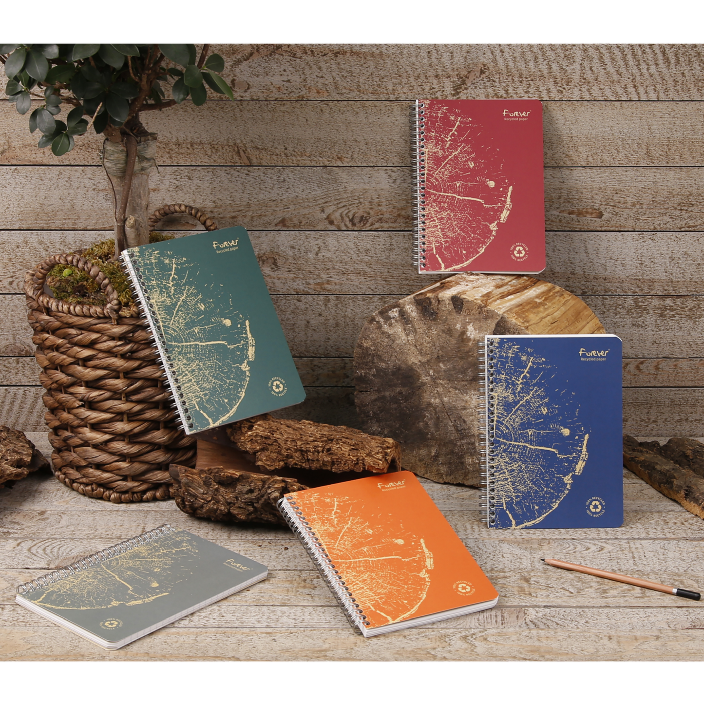 Clairefontaine "Forever" 100% Recycled Notebooks: Staple Spine - Grey
