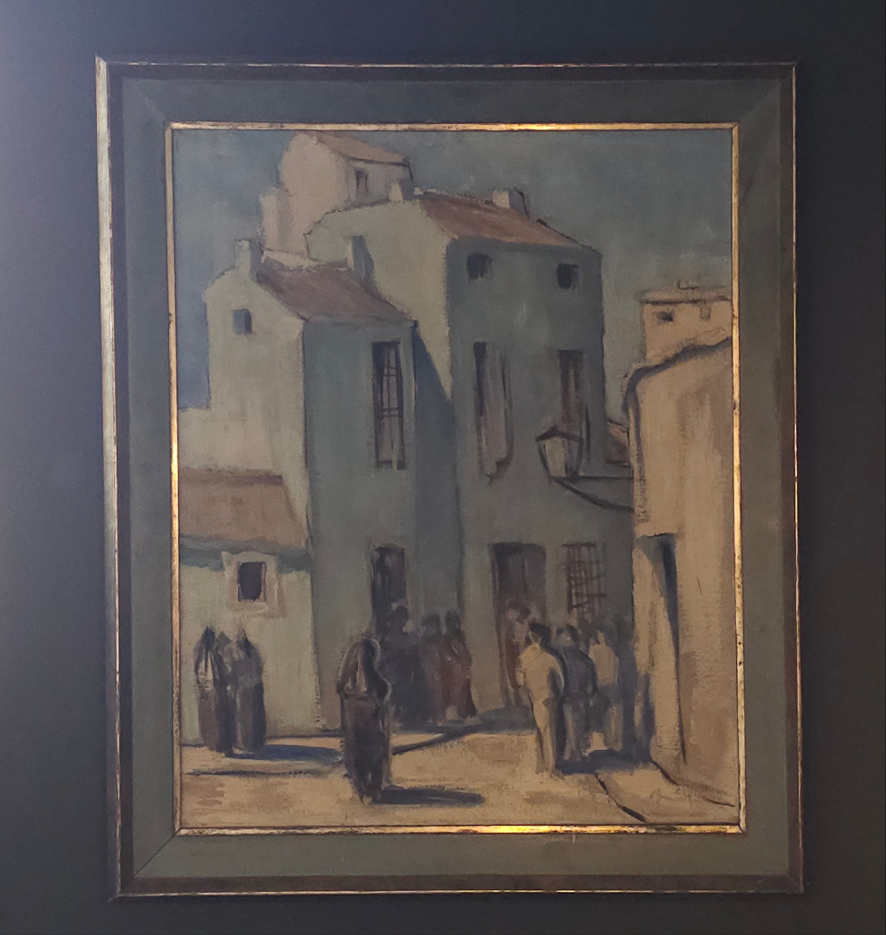 Streetscape, Oil on Canvas, Framed