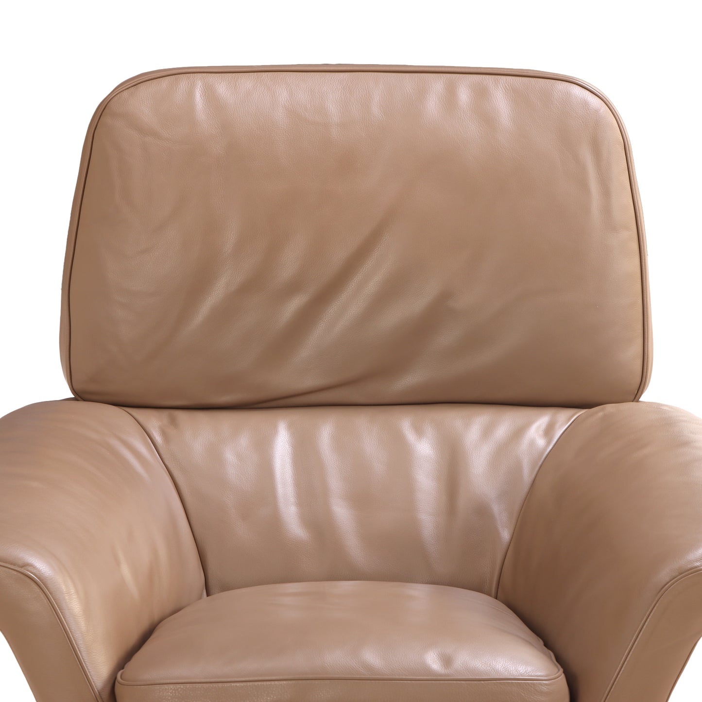 Minotti Blake Soft Chair and Ottoman, Leather with Chrome Base