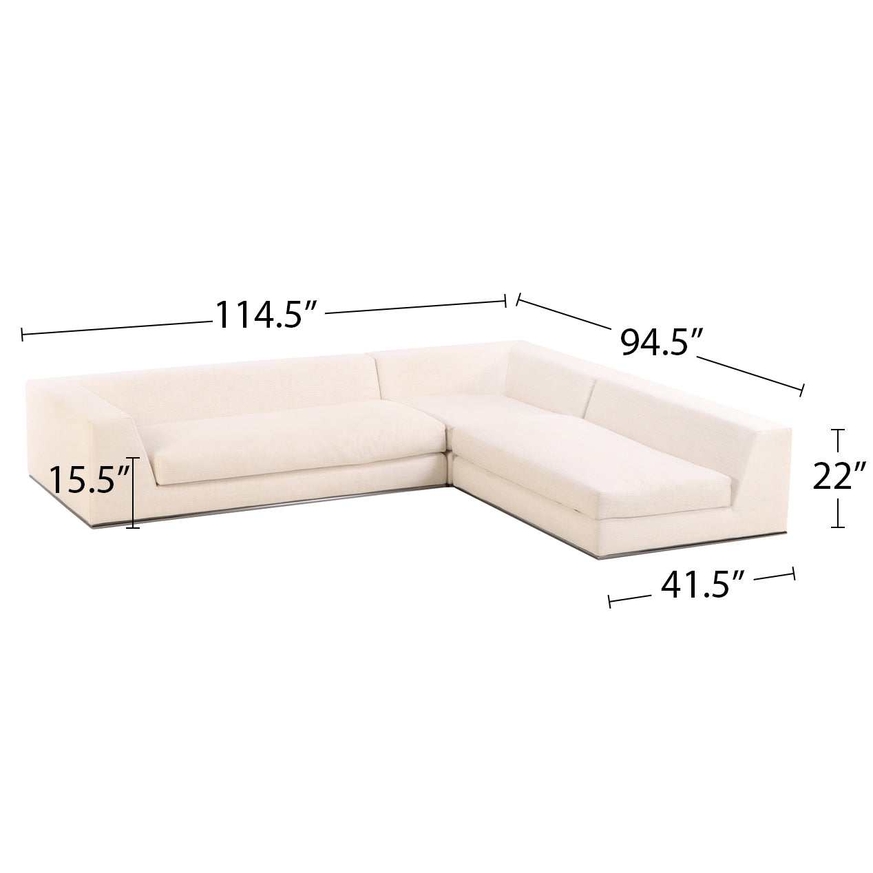 Minotti Hamilton 3-Piece Sectional on Chrome Base