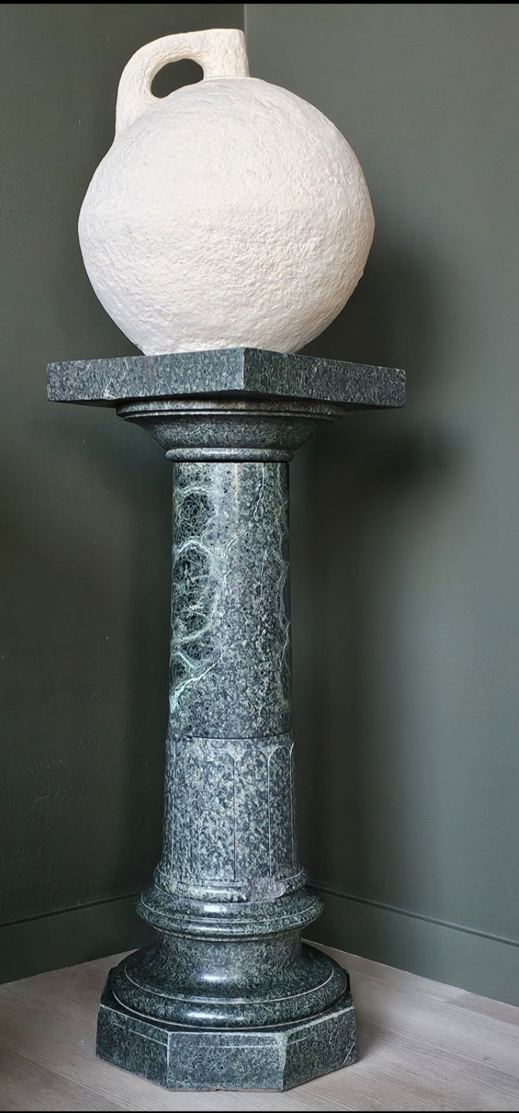 Antique Green Marble Pedestal