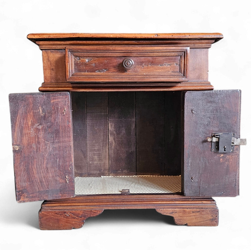 Petite 19th-Century Italian Tuscan Cabinet With Burled Walnut Inlays