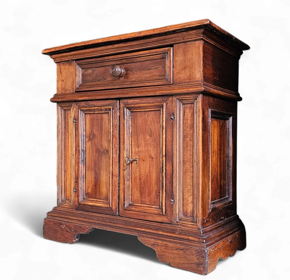 Petite 19th-Century Italian Tuscan Cabinet With Burled Walnut Inlays