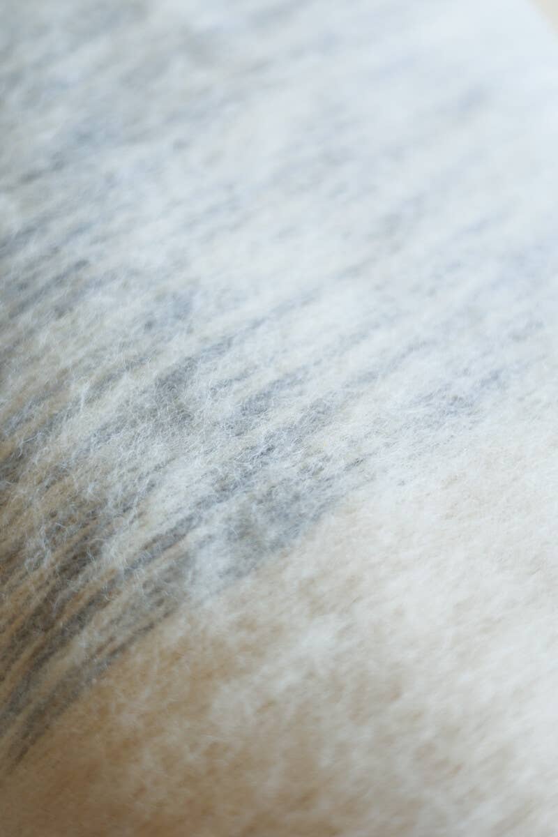 Moroccan PomPom Wool Throw Blanket - Grey + White