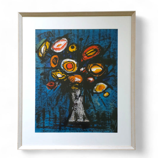 Vibrant Floral Still Life in Acrylic on Paper, Signed VAS