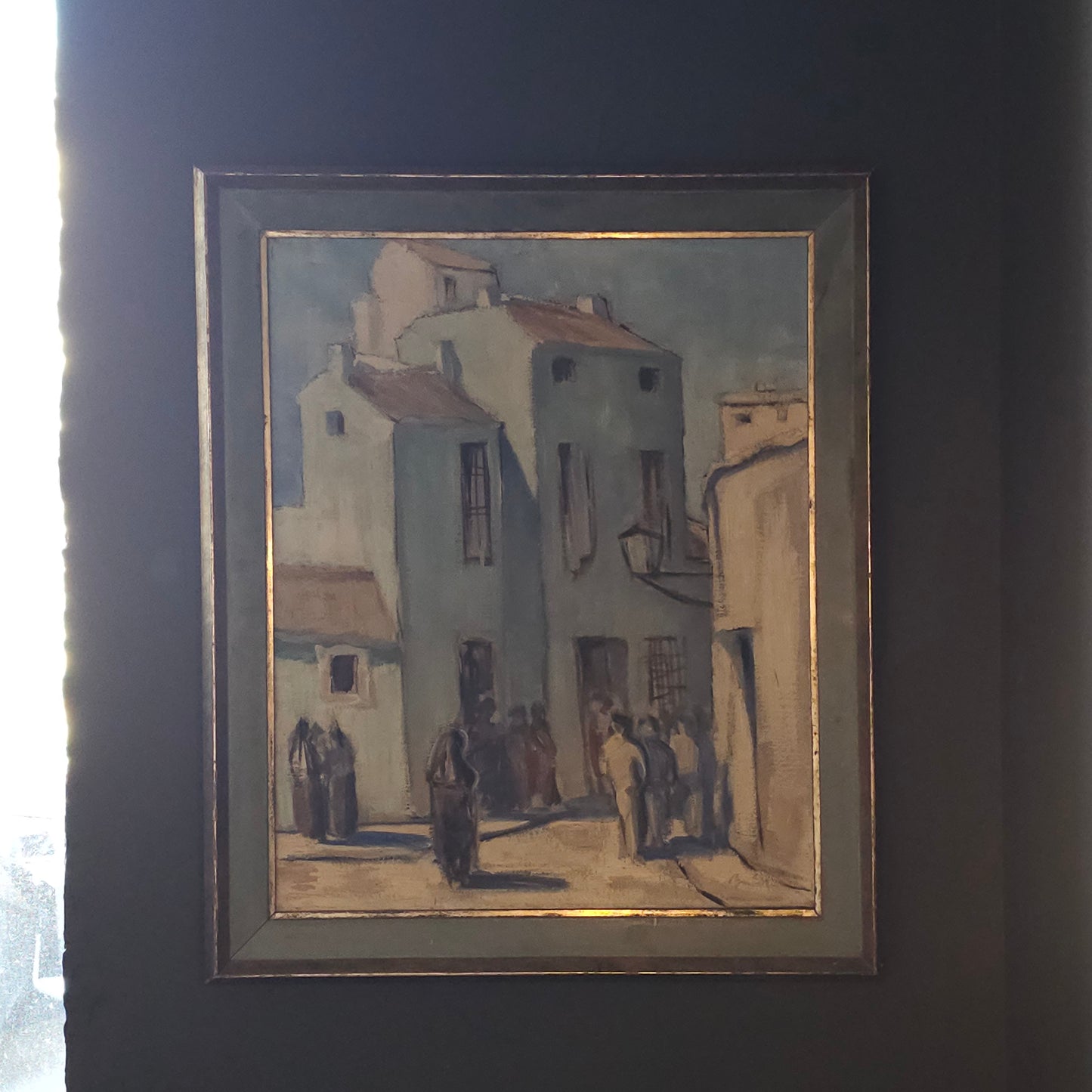 Streetscape, Oil on Canvas, Framed