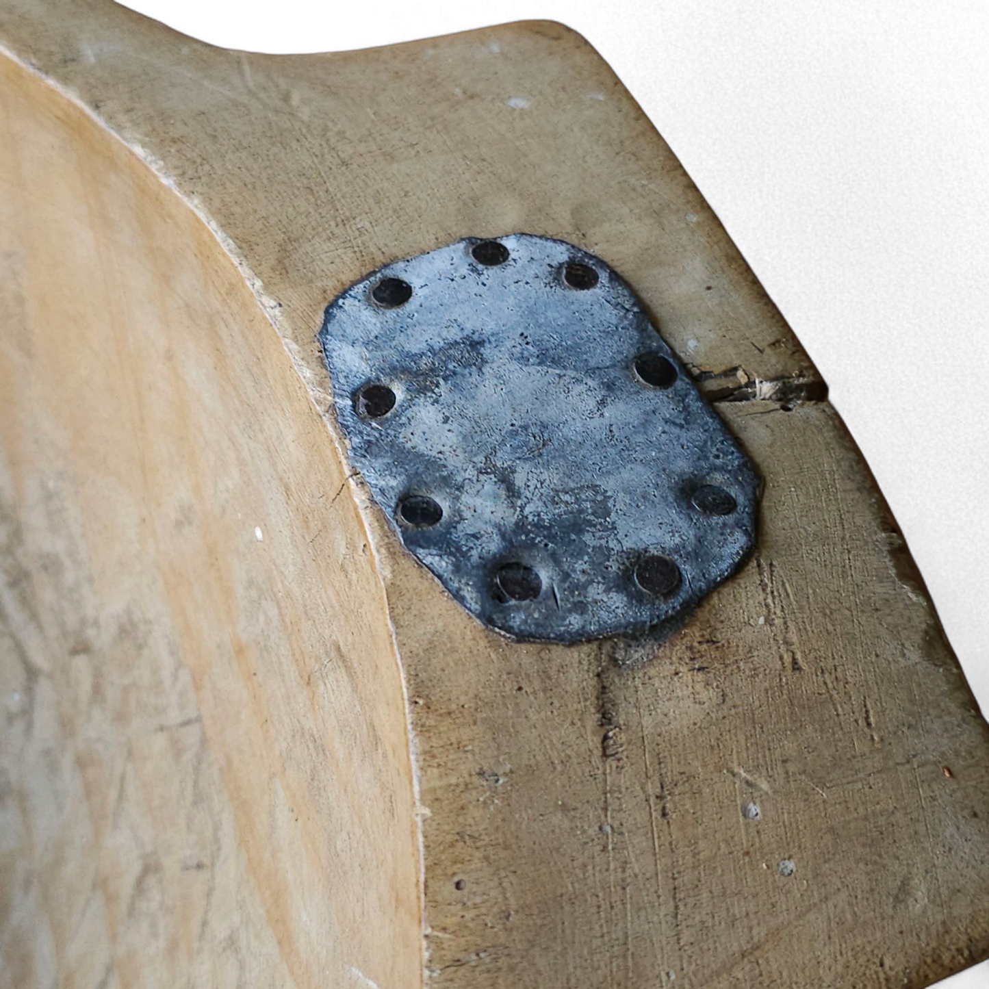 Primitive Wooden Bowl With Tin Patch