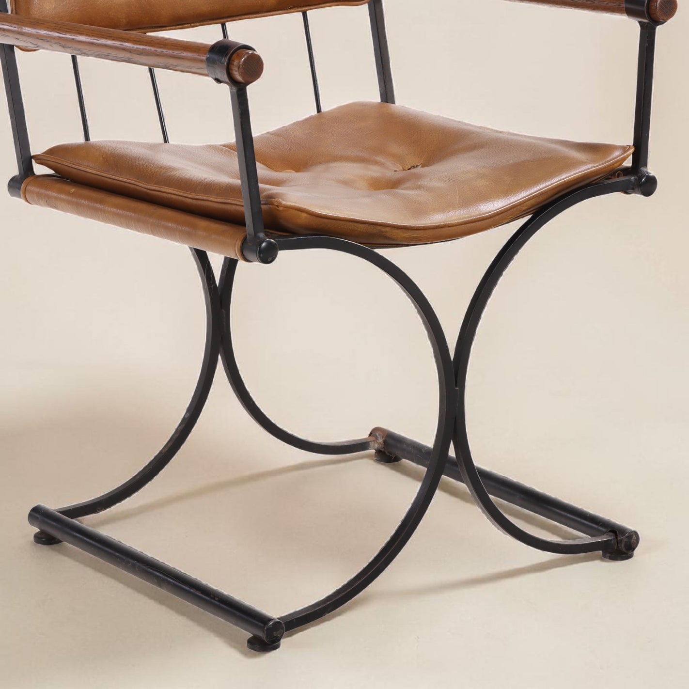 1970s Cleo Baldon Style Curule Iron Dining Chairs, Set of 4