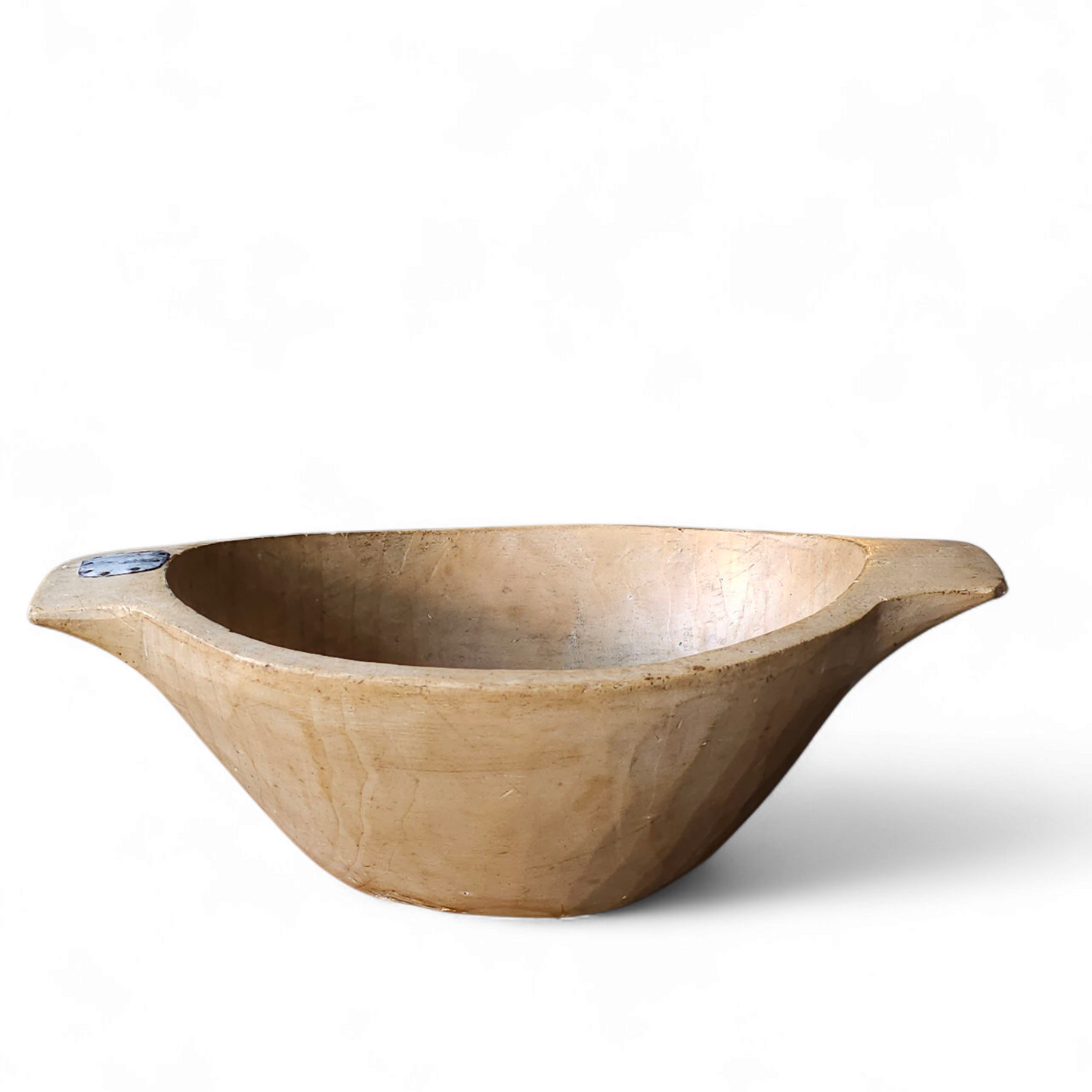 Primitive Wooden Bowl With Tin Patch
