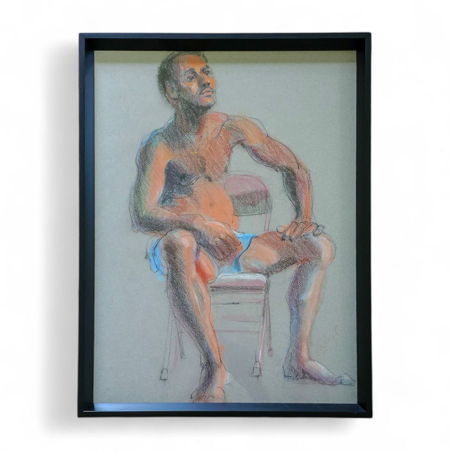 Pastel on Paper Portrait of a Boxer, Signed Snyder, 1986