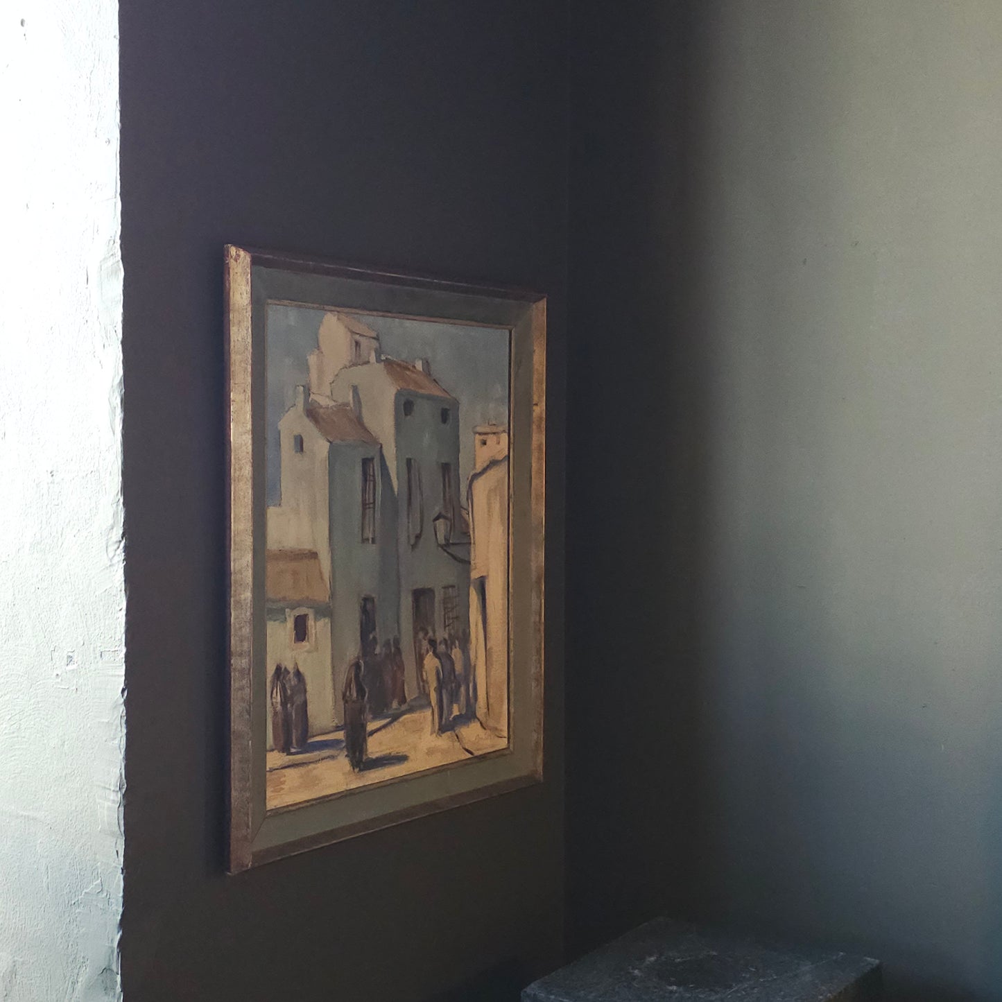 Streetscape, Oil on Canvas, Framed