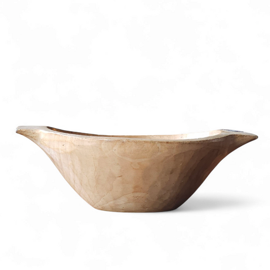 Primitive Wooden Bowl With Tin Patch