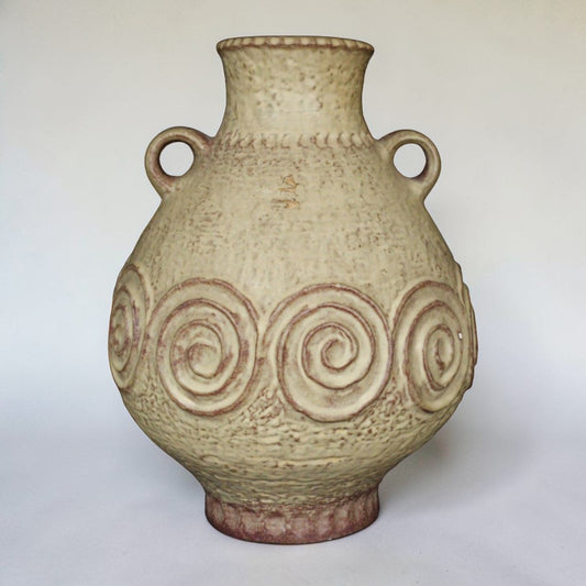1970s West German Ceramic Amphora Vase, Attributed to Scheurich, Spiral Relief