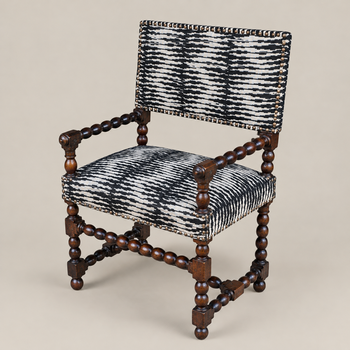 17th–18th Century Flemish Baroque Carved Wood Armchair in Castel Baobab