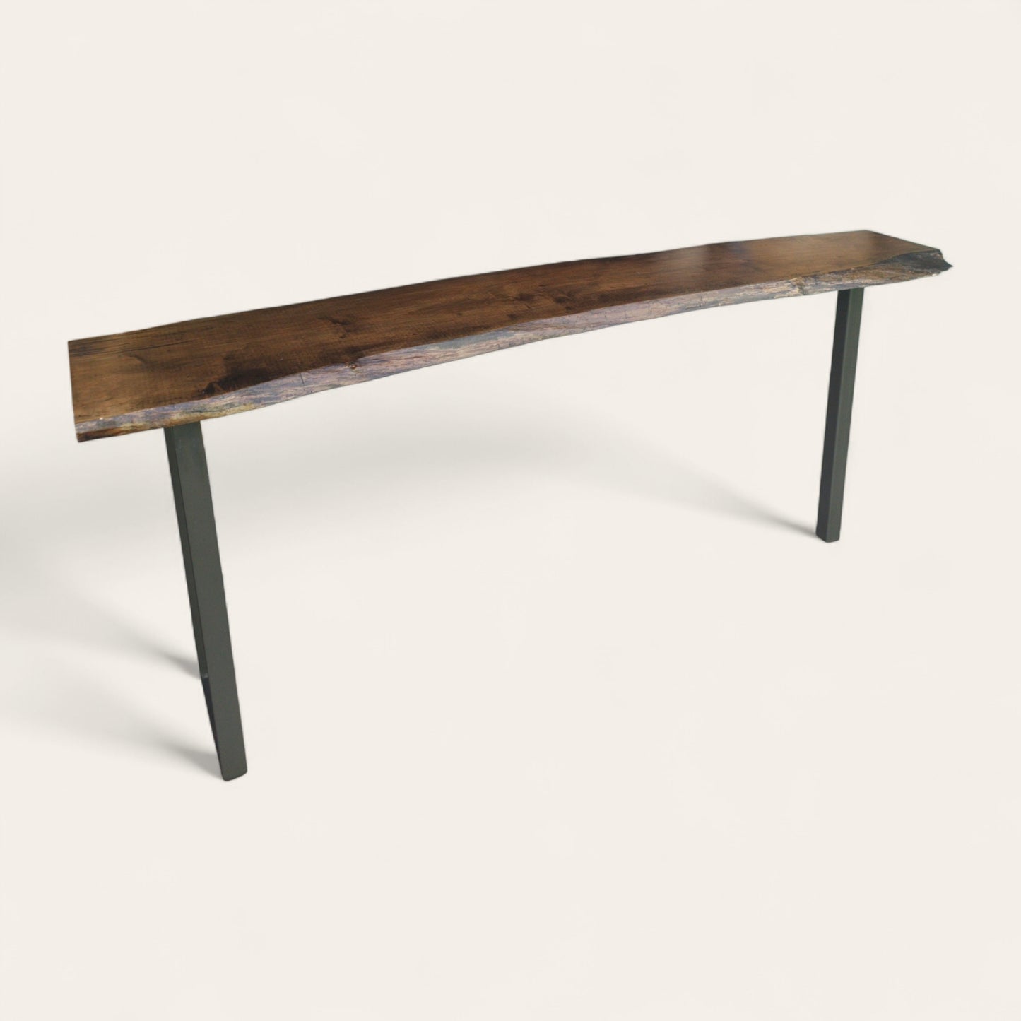 Oversized Spalted Maple Console Table with Steel Base, 84″