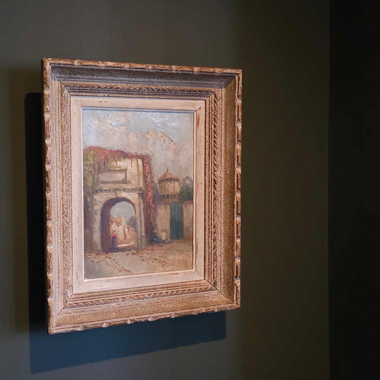 Village Gate, Oil on Canvas, Framed