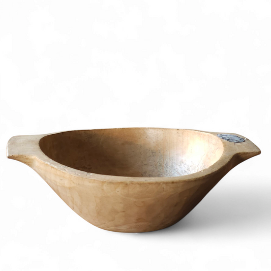Primitive Wooden Bowl With Tin Patch