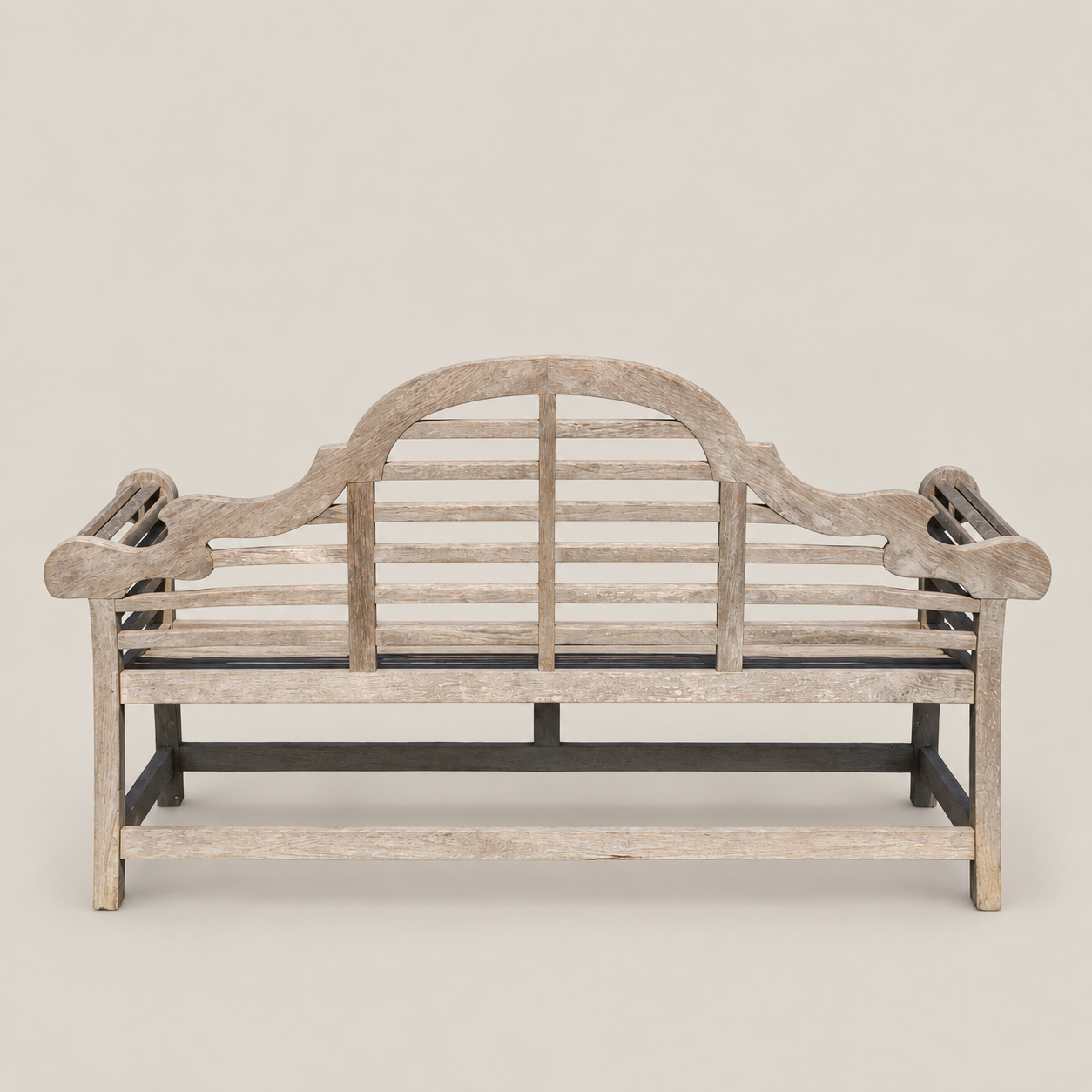 20th Century Lutyens-Style Teak Garden Bench with Weathered Patina