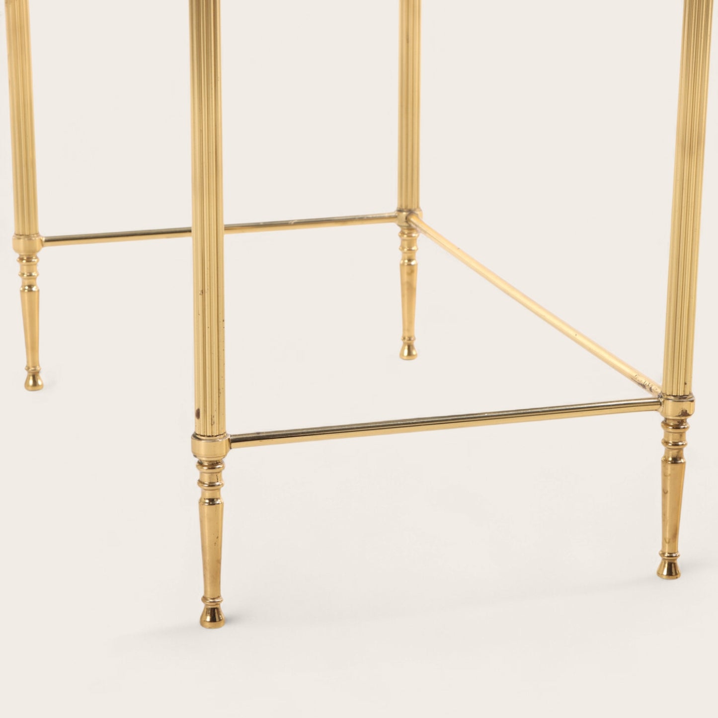 Vintage Italian Regency-Style Brass Nesting Tables with Glass Tops
