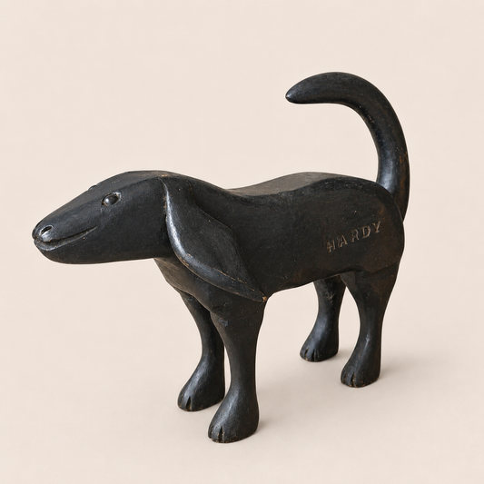 American Folk Art Carved Wooden Dog “Hardy” by Joby Baker