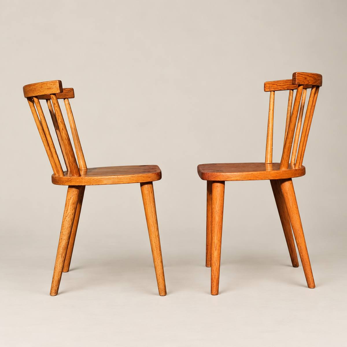 Pair of 1970s Swedish Scandinavian Modern Pine Spindle-Back Dining Chairs