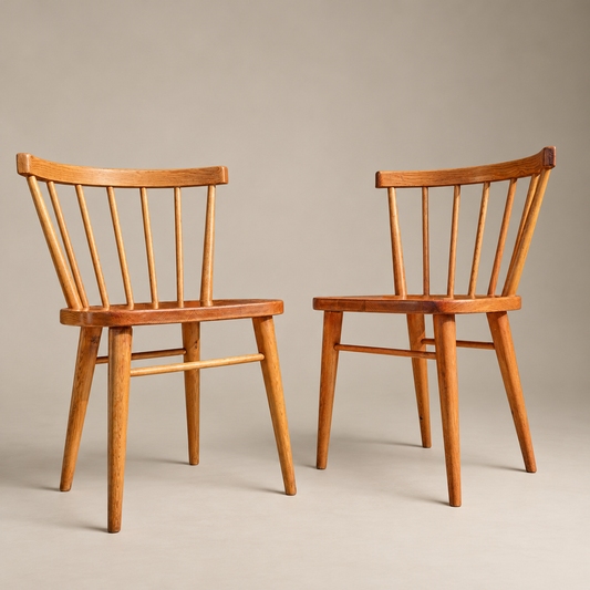 Pair of 1970s Swedish Scandinavian Modern Pine Spindle-Back Dining Chairs