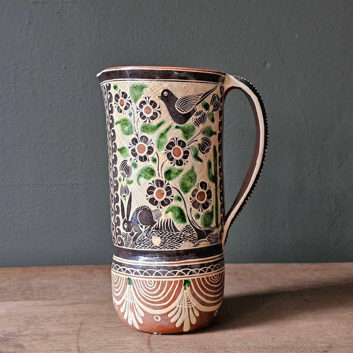 Mid 20th Century Mexican Folk Art Ceramic Jug