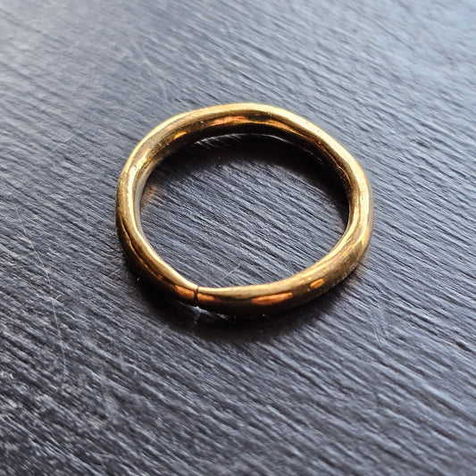 Norse Proto-ring in Bronze with 24K Gold Gilt and open notch, Size 9