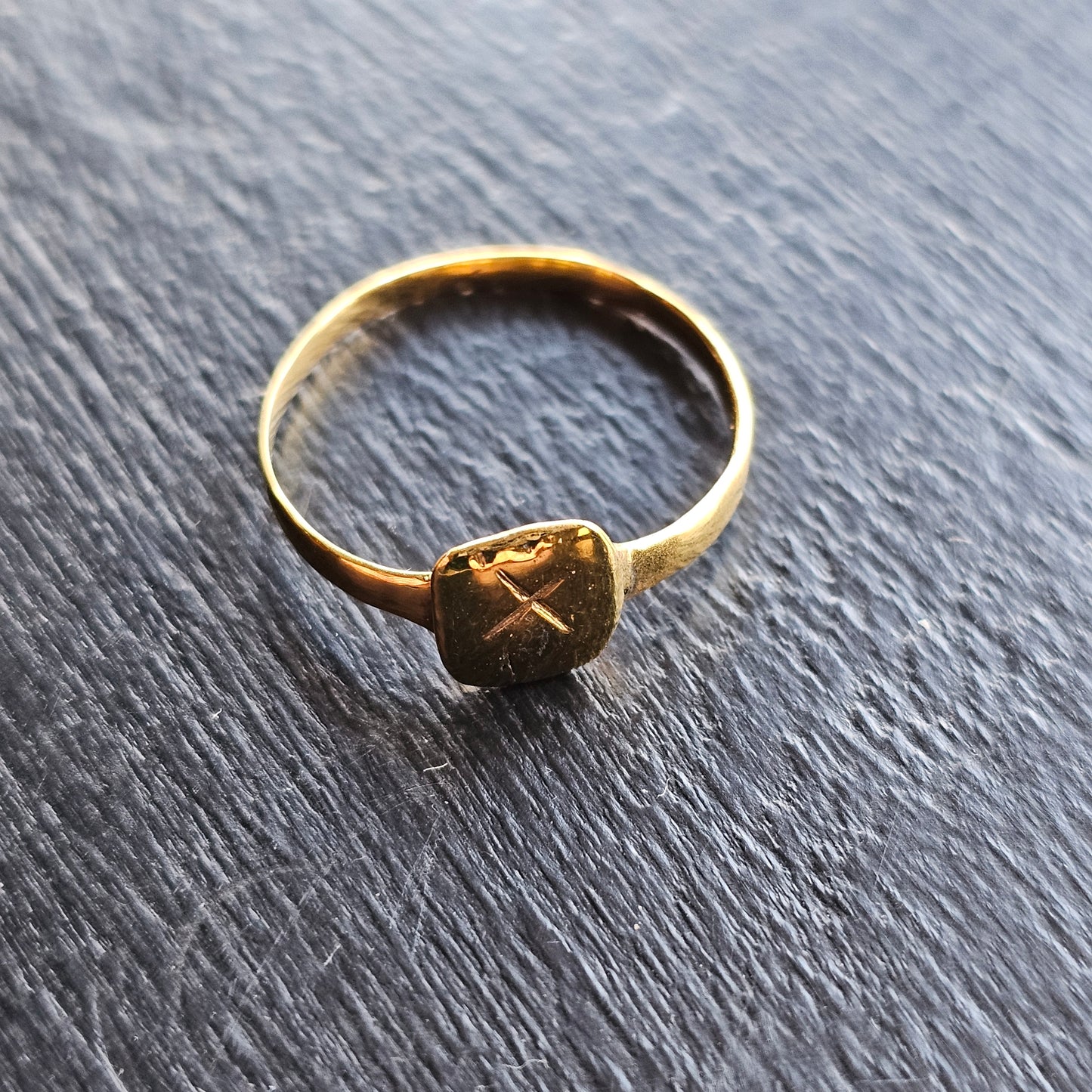 Crusader Era Bronze Ring with 24k Gilt, Size 8