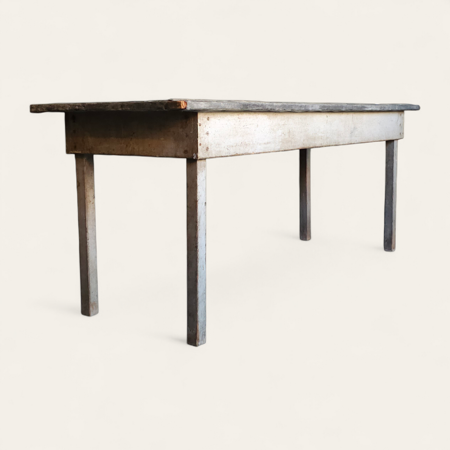 Early 20th Century American Primitive Worktable with Zinc Top