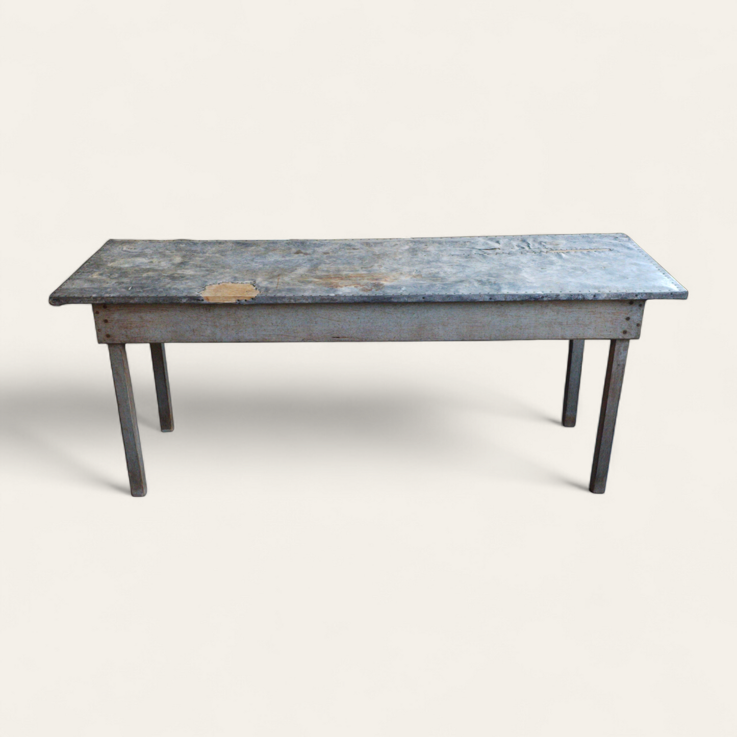 Early 20th Century American Primitive Worktable with Zinc Top