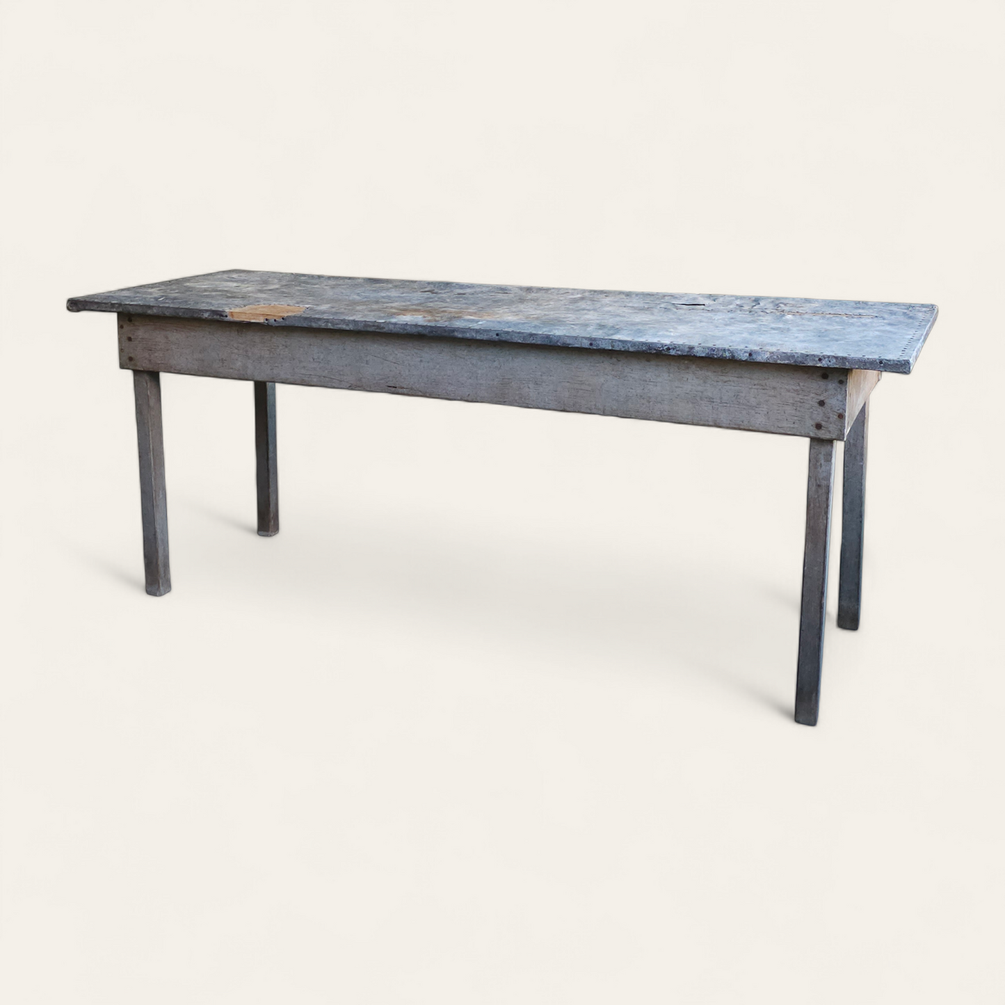 Early 20th Century American Primitive Worktable with Zinc Top