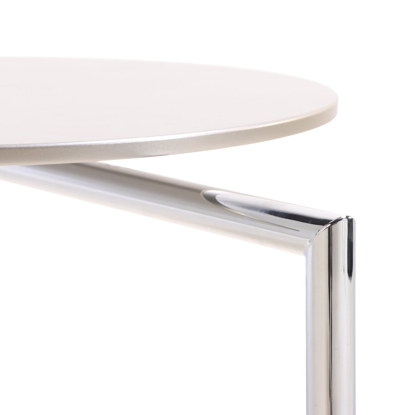 Contemporary Modernist Cantilevered Side Table with Laminate Top and Chrome Base