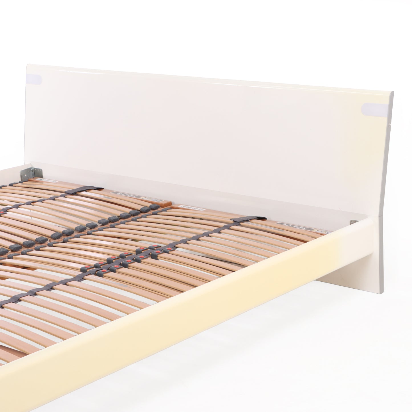 Contemporary Hülsta King Bed Frame in White Lacquer with Brushed Aluminum Legs