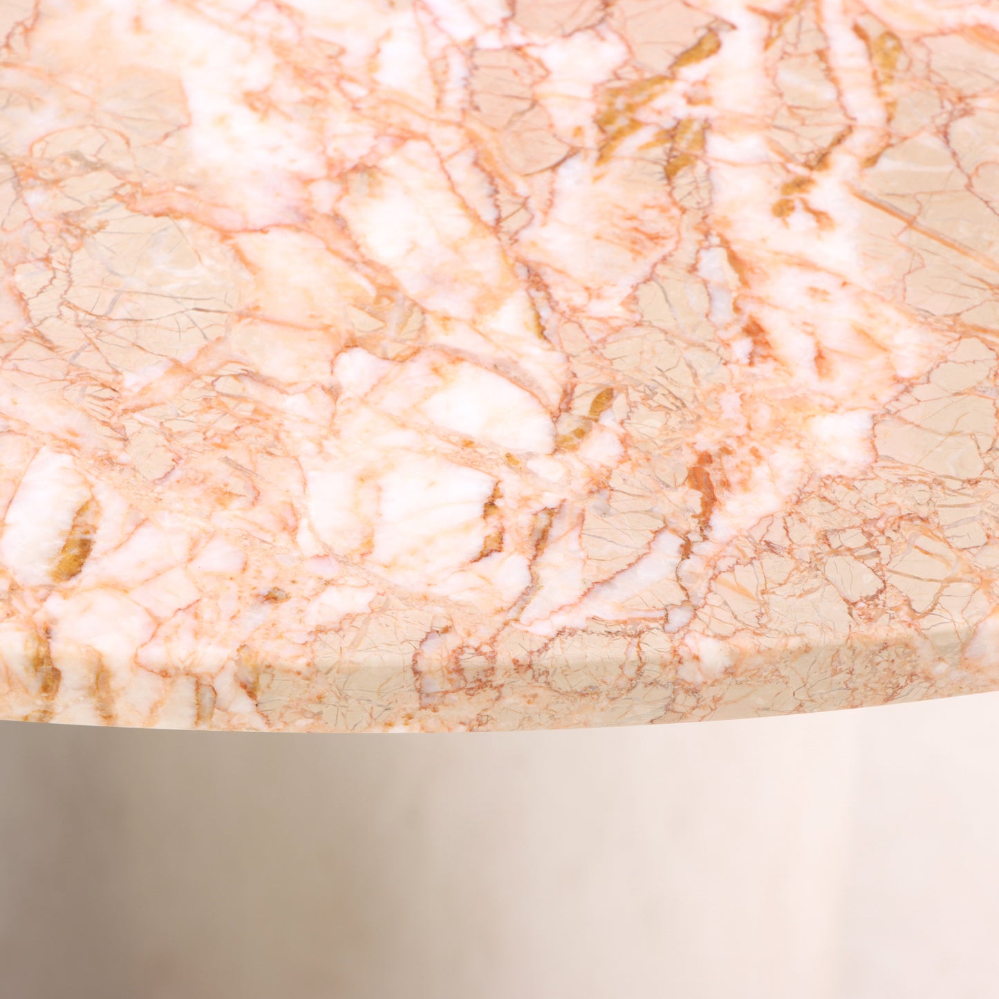 Modernist Round Dining Table, Attributed to Breuton, Breccia Oniciata Marble & Chrome
