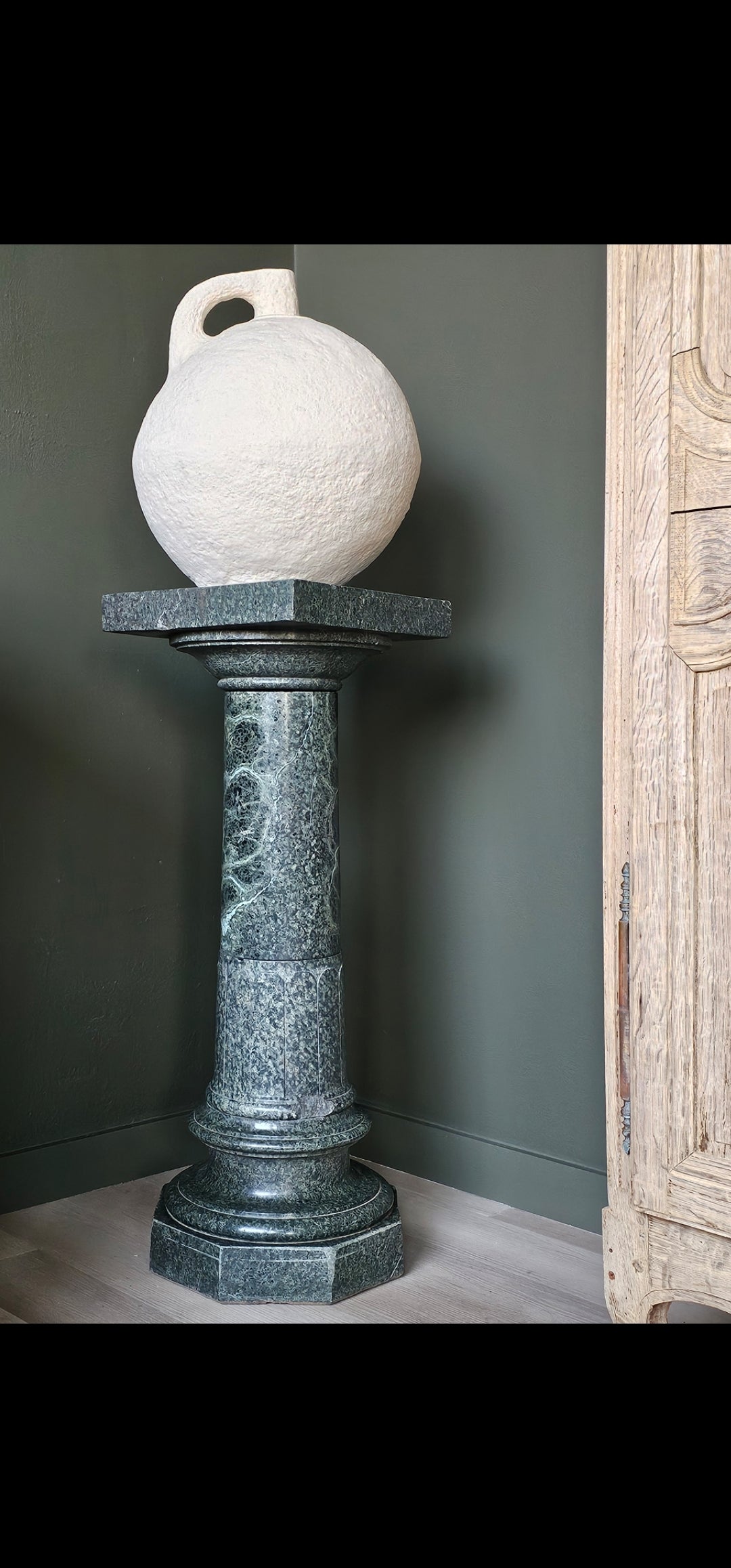 Antique Green Marble Pedestal