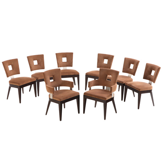Set of Eight Custom Dining Chairs Attributed to Brueton