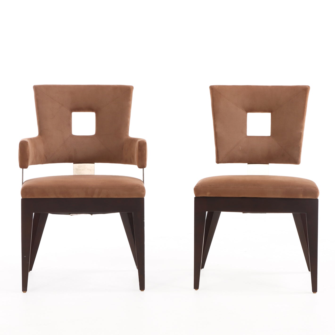 Set of Eight Custom Dining Chairs Attributed to Brueton