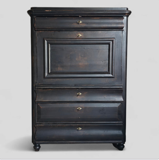 19th Century Ebonized French Secretaire Abattant Desk