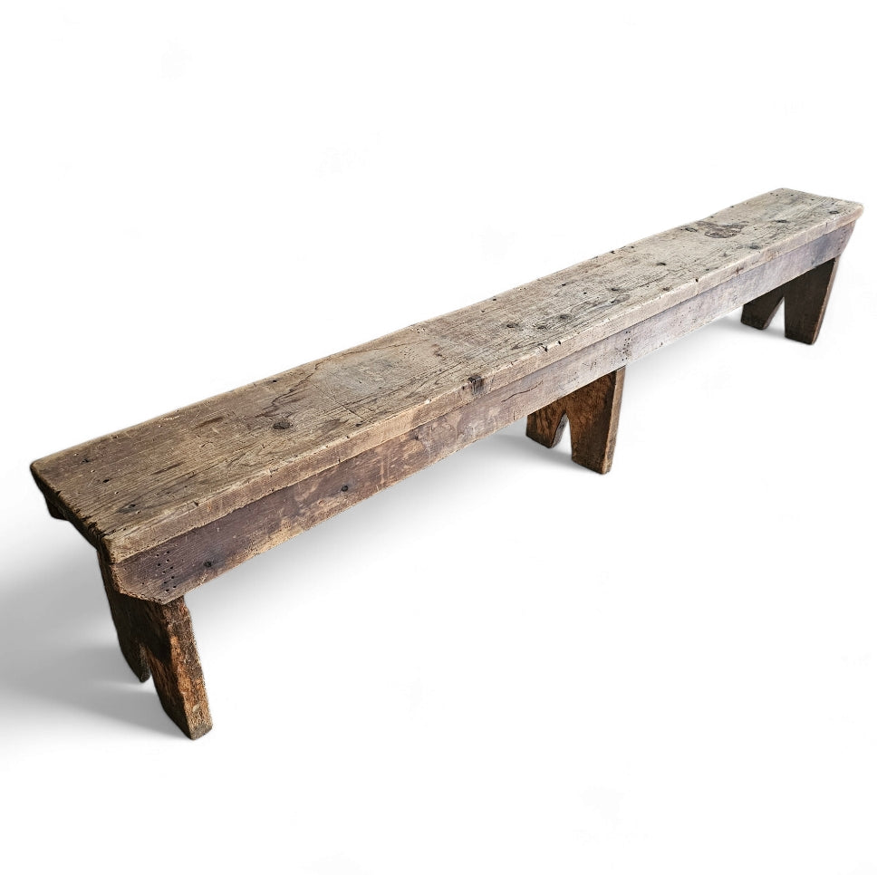 American Primitive Wood Bench, Early 20th Century