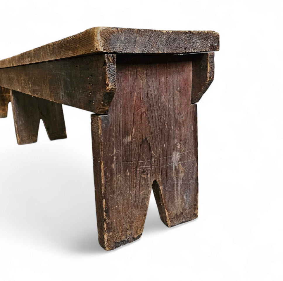 American Primitive Wood Bench, Early 20th Century