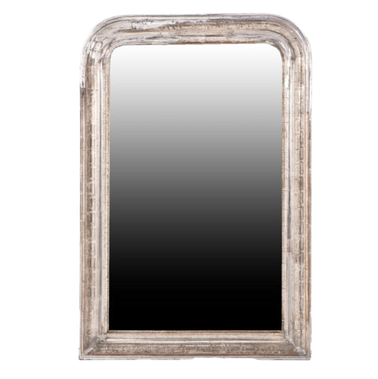 Mid 19th Century French Silver Leaf Louis Philippe Mirror With Greek Key Motif