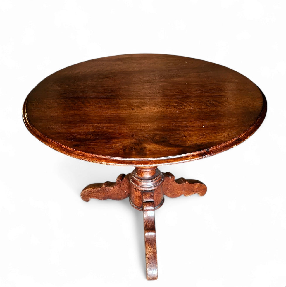 Italian Renaissance Style Walnut Center Table on Vasiform Central Standard With Tripod Legs, Mid-19th Century