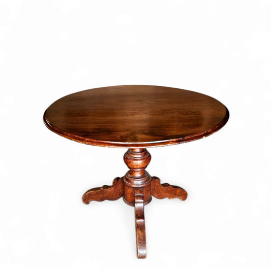 Italian Renaissance Style Walnut Center Table on Vasiform Central Standard With Tripod Legs, Mid-19th Century