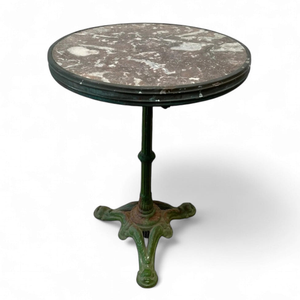 Early 20th Century French Marble Top Cast Iron Bistro Table