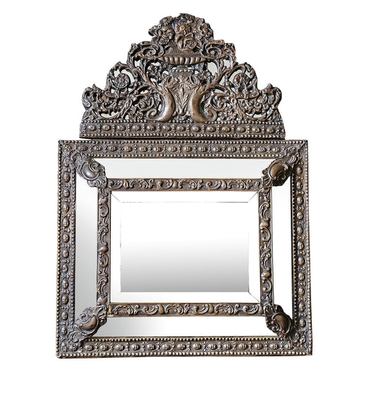 19th Century Burnished Bronze Repousse Wall Mirror